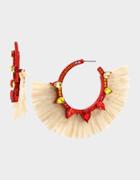Betseyjohnson Stay Wild Raffia Hoop Earrings Red