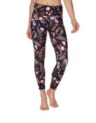 Betseyjohnson Floral Printed Legging With Mesh Inserts Rust Multi
