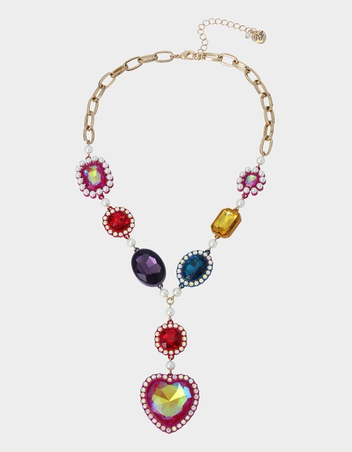 Betseyjohnson Pop Heart Statement Y Necklace Multi