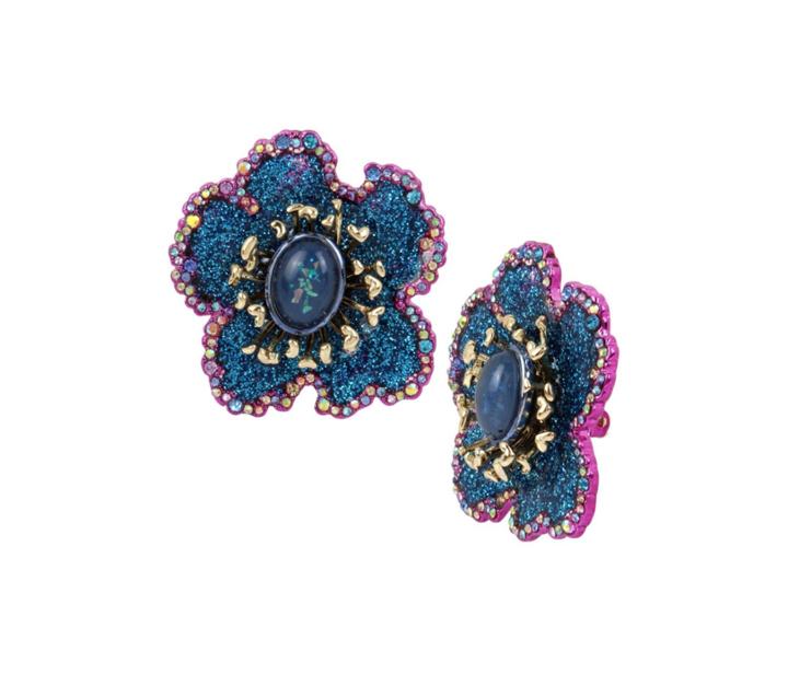 Betseyjohnson Blooming Betsey Flower Clip Earrings Blue
