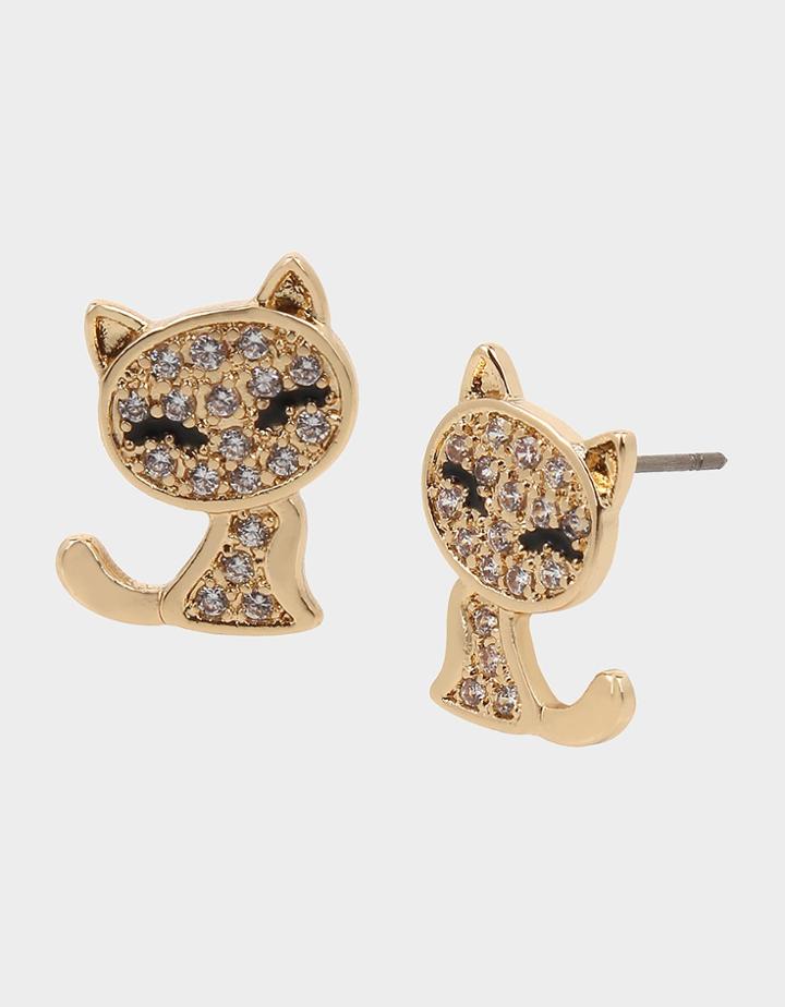 Betseyjohnson Boo Capsule Cz Kitty Studs Crystal