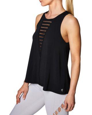 Steve Madden Deep V Stripe Insert Tank Black