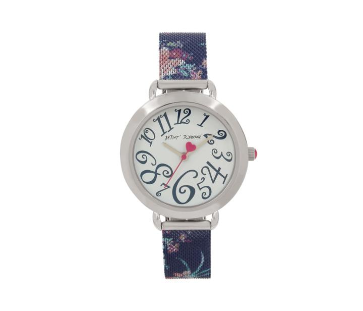 Betseyjohnson Floral Mesh Strap Navy Watch Navy