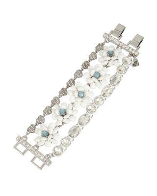 Steve Madden Blue La La Flower Statement Bracelet Blue