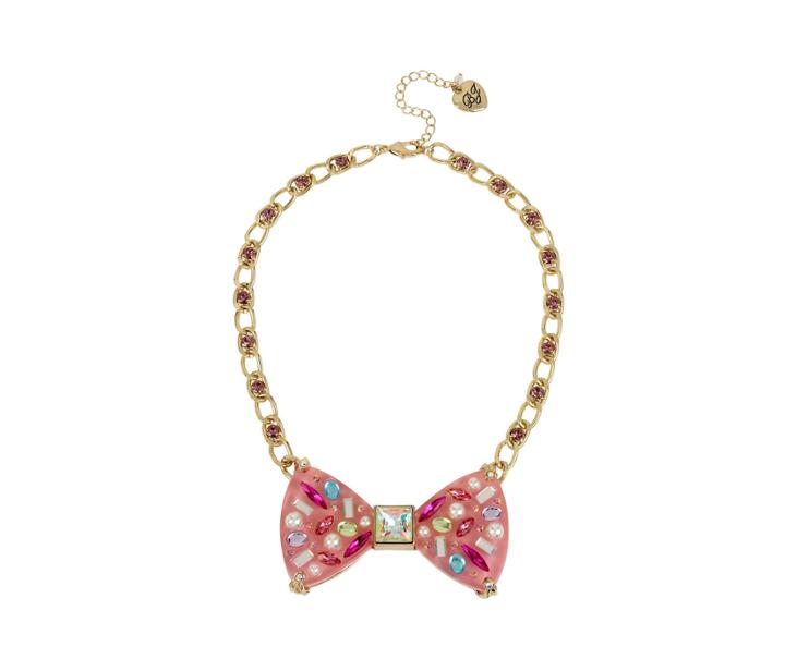Betseyjohnson Betseys Funfetti Bow Necklace Pink