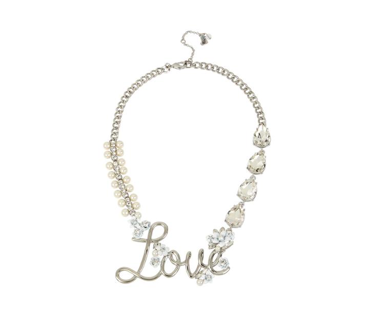 Betseyjohnson Blue Kitsch Love Frontal Necklace Crystal
