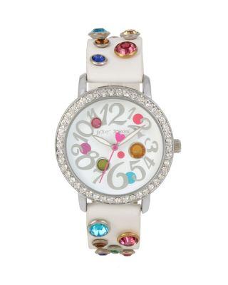 Steve Madden Bejewelled Betsey White Watch White