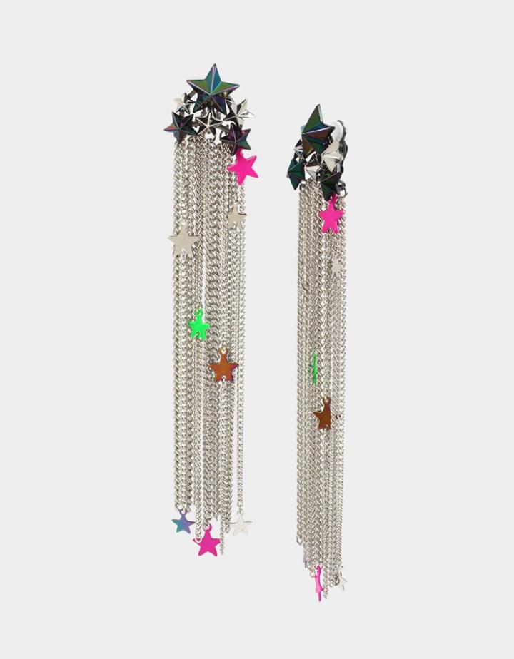 Betseyjohnson Star Power Fringe Drama Earrings Multi