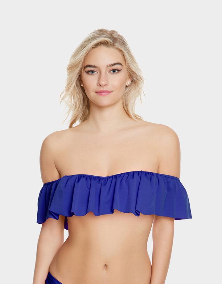 Betseyjohnson Malibu Solids Ruffle Bandeau Top Navy