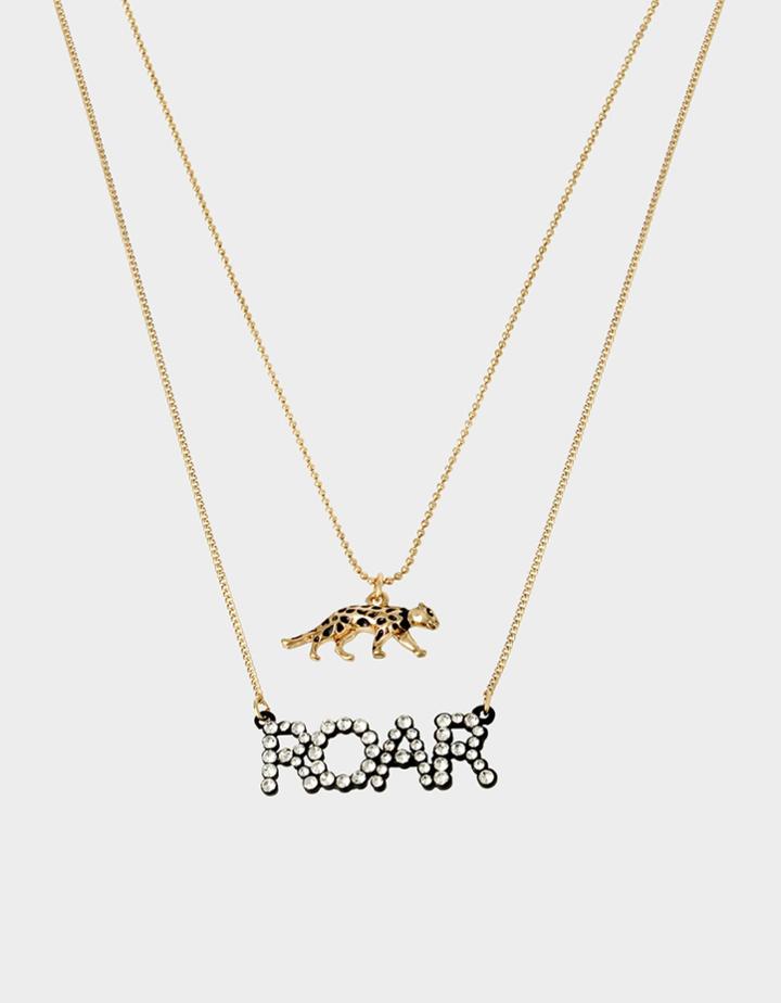 Betseyjohnson True Leopard Roar Pendant Set Crystal