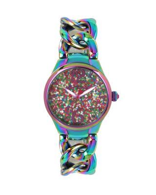 Steve Madden Confetti Oilslick Link Watch Multi