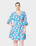 Betseyjohnson Vintage Rose Dress Blue Multi (extended Sizing)