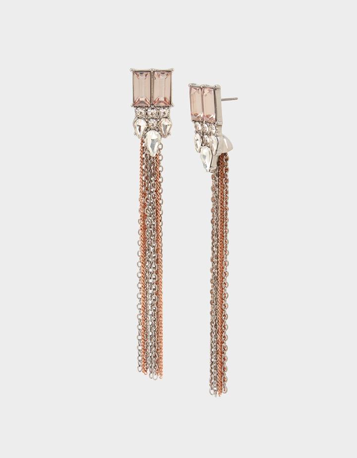 Betseyjohnson Get Your Wings Stone Fringe Earrings Blush