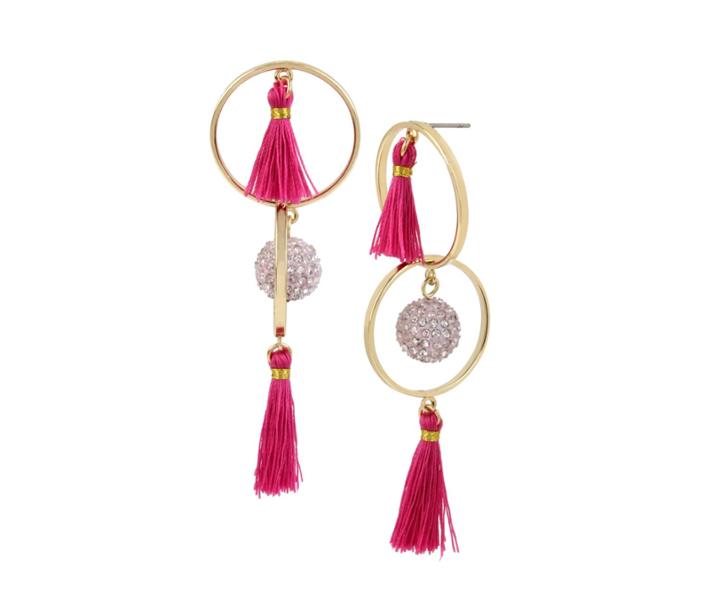 Betseyjohnson Betsey Blast Tassel Orbital Earrings Fuchsia