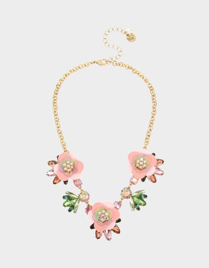 Betseyjohnson Summer Picnic Flower Fringe Necklace Pink