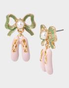Betseyjohnson Holiday Whimsy Ballet Shoe Earrings Pink