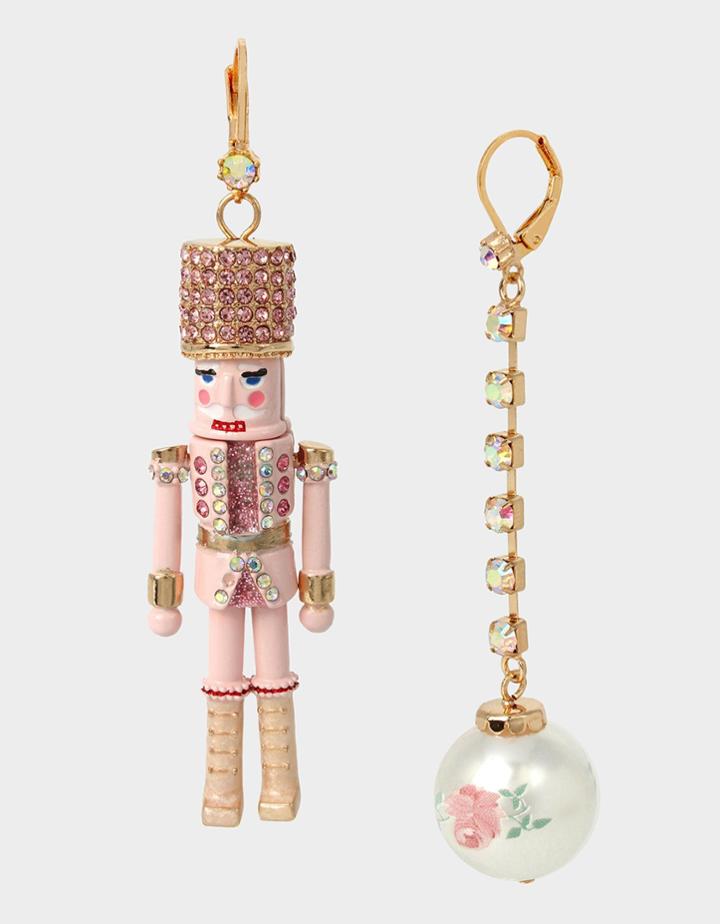 Betseyjohnson Holiday Whimsy Nutcracker Earrings Pink