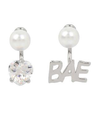 Steve Madden Betsey Blue Word Play Bae Silver Earrings Silver