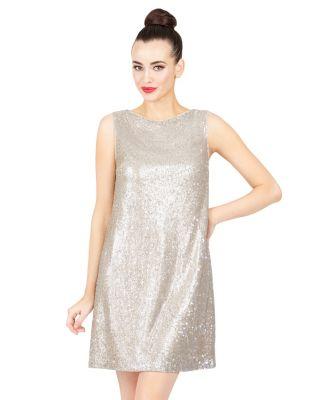 Steve Madden Shimmering Tiny Sequin Dress Gold