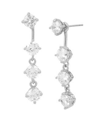 Steve Madden Betsey Blue Crystal Front Back Earrings Crystal
