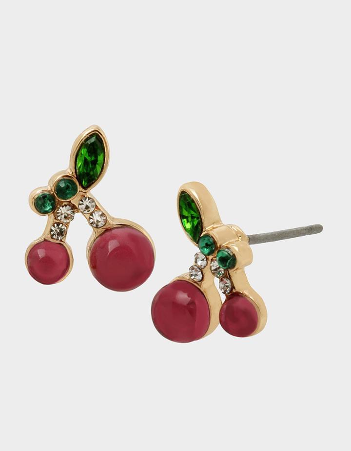 Betseyjohnson Forbidden Fruit Cherry Stone Studs Red