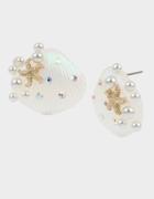 Betseyjohnson Surfmaid Shell Button Earrings Ivory