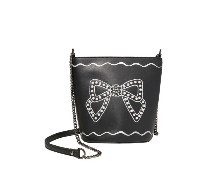 Betseyjohnson Pretty Pearly Bow Bucket Bag Black