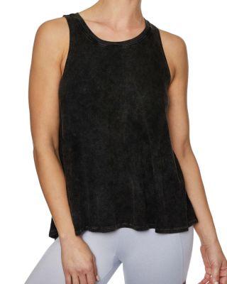 Steve Madden Open Back Bleach Washed Tank Black