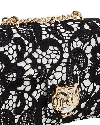 Steve Madden Lady Lace Flap Shoulder Bag Black
