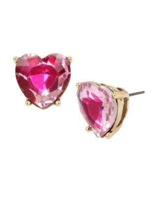 Steve Madden In Love Heart Stud Earrings Pink