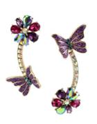 Steve Madden Butterfly Blitz Linear Earrings Purple