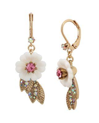 Steve Madden Summer Flowers Drop Earrings White/pink