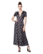 Steve Madden All Those Bows Printed Maxi Dress Black
