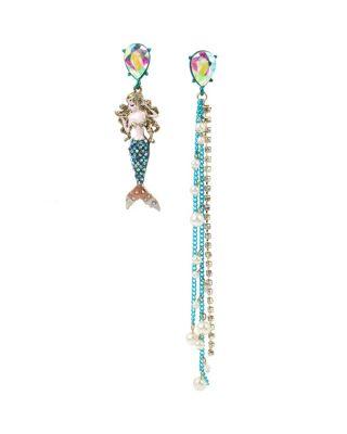 Steve Madden Crabby Couture Mermaid Mismatch Earrings Blue