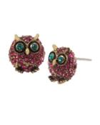 Steve Madden Surreal Forest Purple Owl Stud Earrings Purple