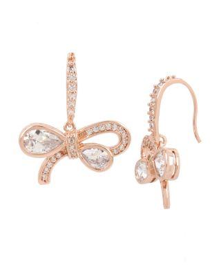 Steve Madden Betsey Blue Bowtiful Bow Earrings Crystal