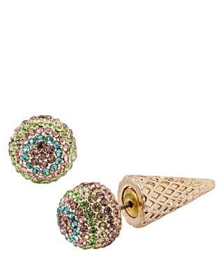 Steve Madden Sweet Shop Ice Cream Cone Front Back Earrings Multi