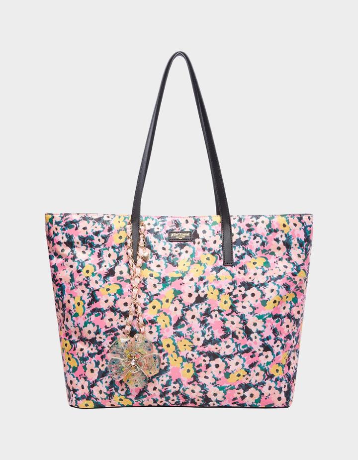 Betseyjohnson Betsified Tote With Necklace Charm Floral