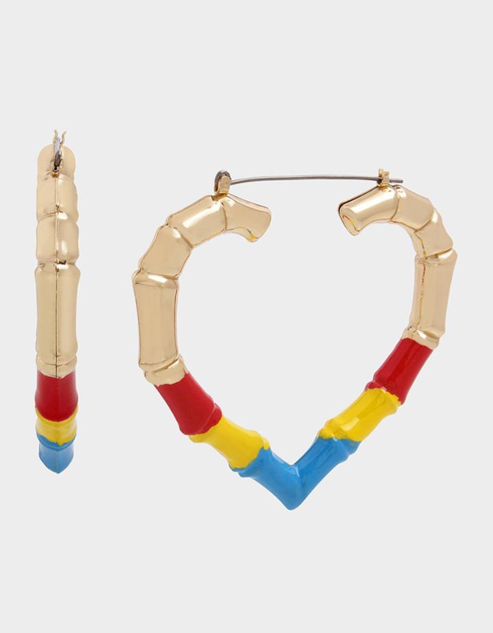 Betseyjohnson Love Is Love Bamboo Heart Hoops Rainbow Multi