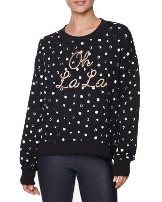 Steve Madden Oh La La Painted Dot Sweatshirt Black/white