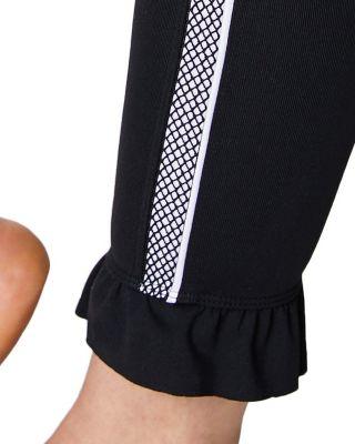 Steve Madden Ruffle Hem Side Mesh Legging Black
