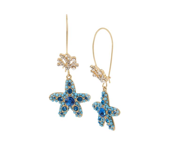 Betseyjohnson Festival Mermaid Starfish Hook Earrings Blue