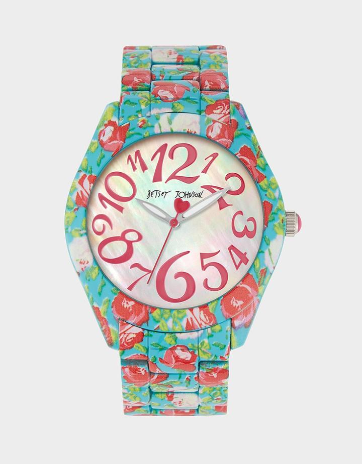 Betseyjohnson Printed Roses Watch Blue Multi