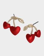 Betseyjohnson Red Hot Hearts Cherry Studs Red