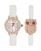 Steve Madden Betseys Holiday Owl And Watch Set White