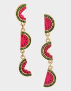 Betseyjohnson Forbidden Fruit Watermelon Linear Earrings Pink