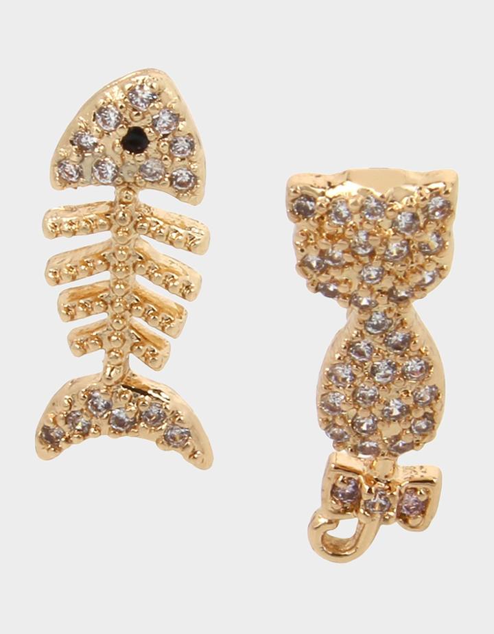 Betseyjohnson Boo Capsule Cz Cat Fish Studs Crystal
