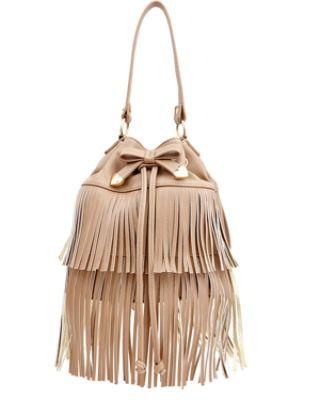 Steve Madden Fringe Party Bucket Bag Black