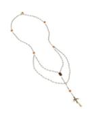 Steve Madden Throwback To Vintage Rosary Necklace Grey