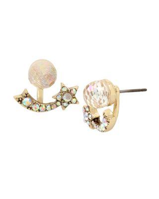 Steve Madden Celestial Starlet Front Back Earrings Crystal